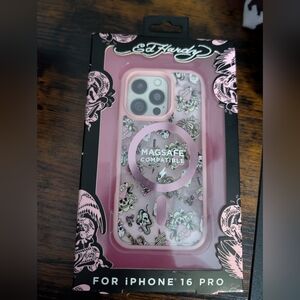 Ed Hardy Skull Design iPhone 16 Pro Case - Pink